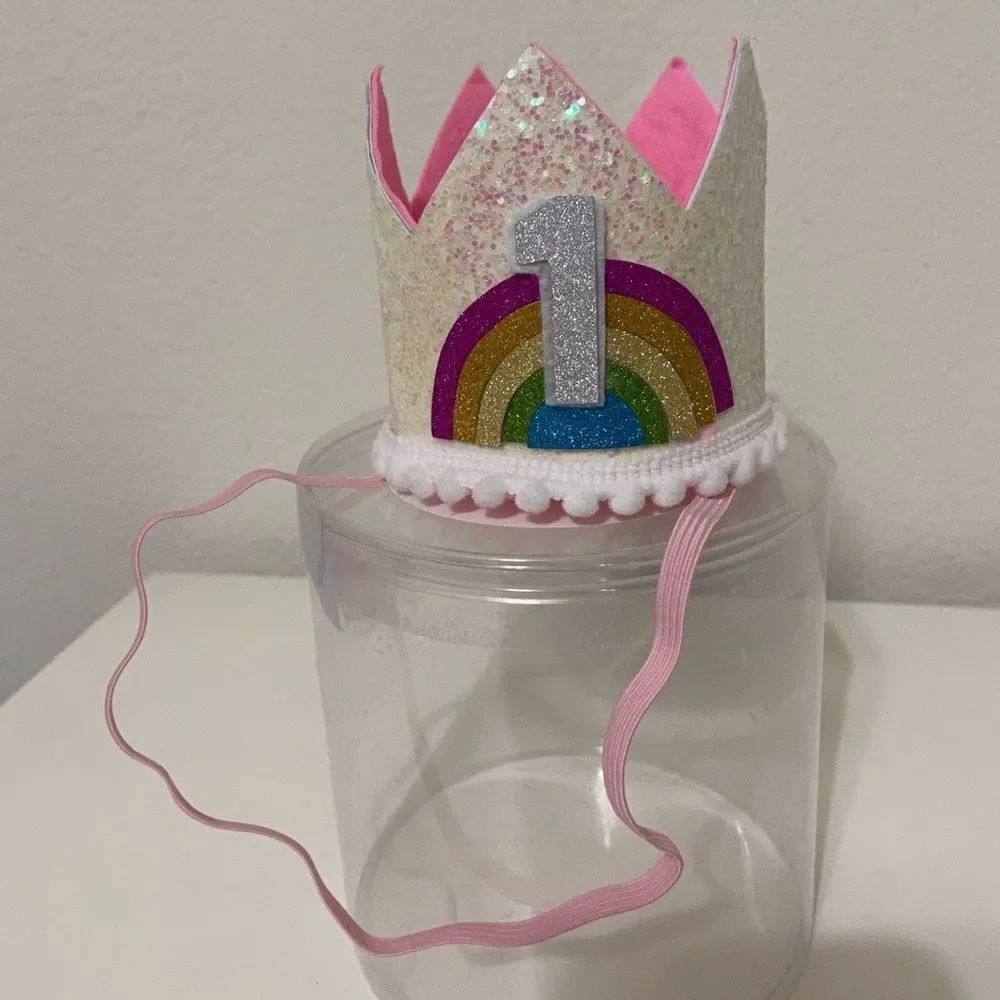 Sparkle Sisters by Couture Clips Rainbow 1st Birthday Crown Baby Girl